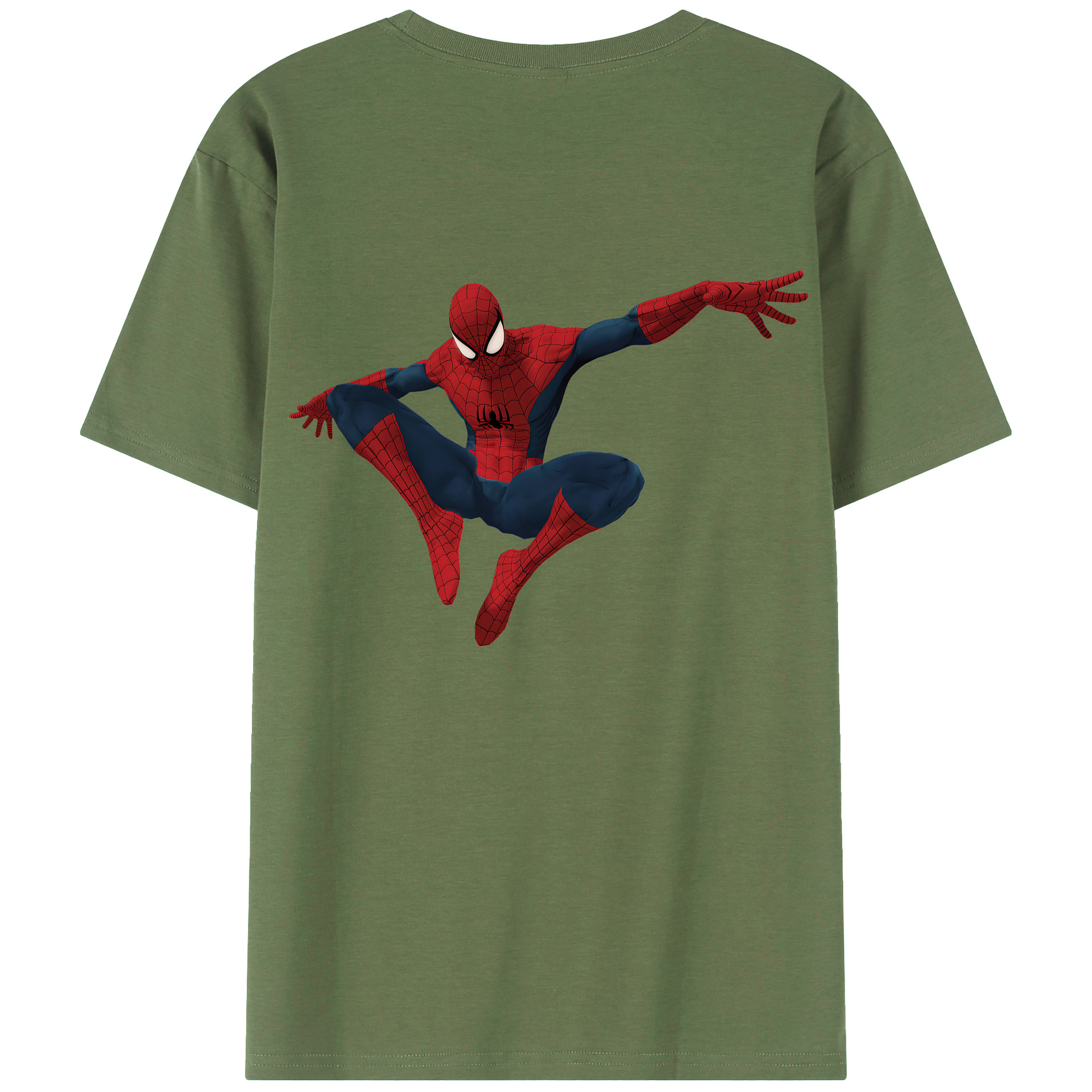 （画像用） Spider Man スパイダーマン 綿100％ メンズ半袖Tシャツ（バックプリント） 通気性